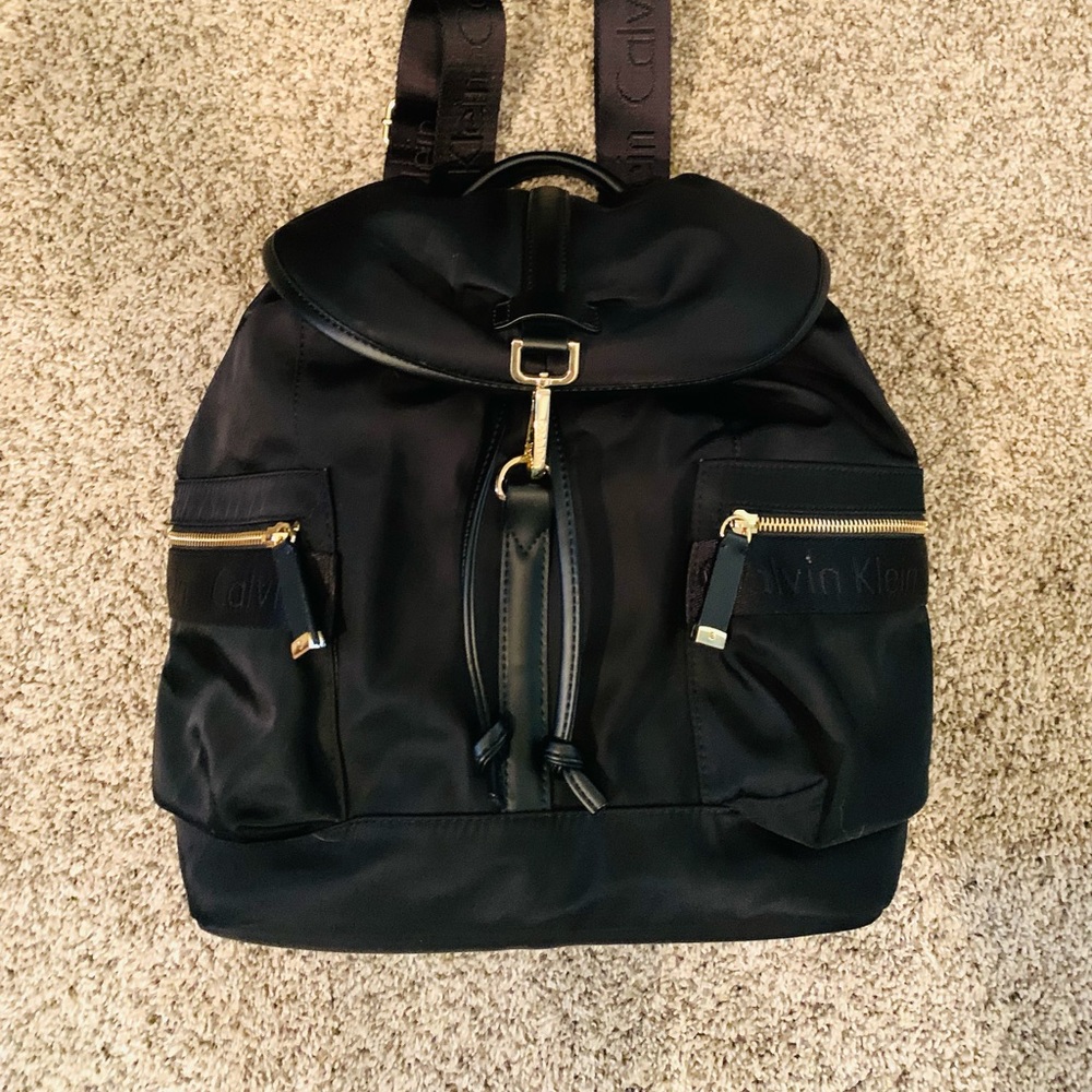 CALVIN KLEIN nylon black backpack purse